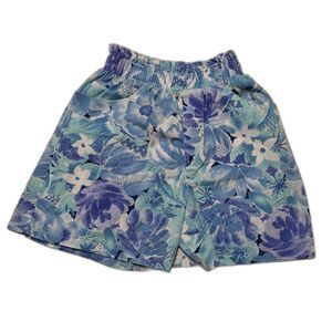 EnChanté Vintage High Rise Floral Shorts Blue Teal Cotton USA Women S Retro Boho